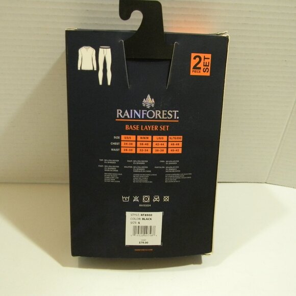 Rainforest Base Layer Set Black Men's Sz Small "Warmer" NIB - Picture 2 of 5